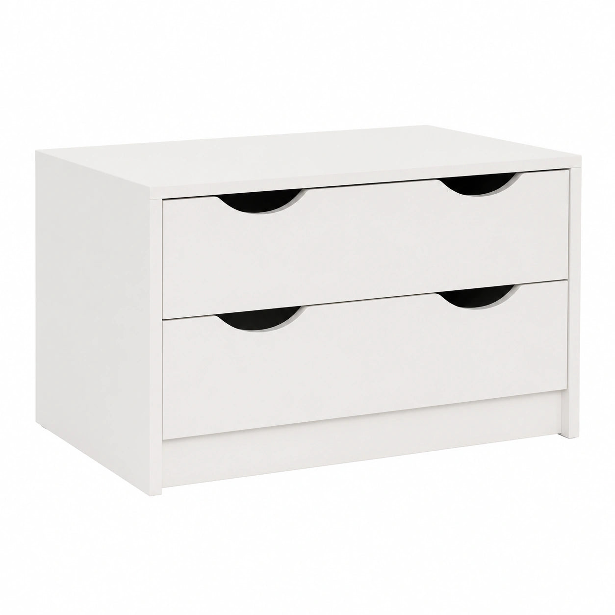 Cajonera Blanca para Armario con Frente Media Luna, 70x50 cm, 2 Cajones de 16 cm