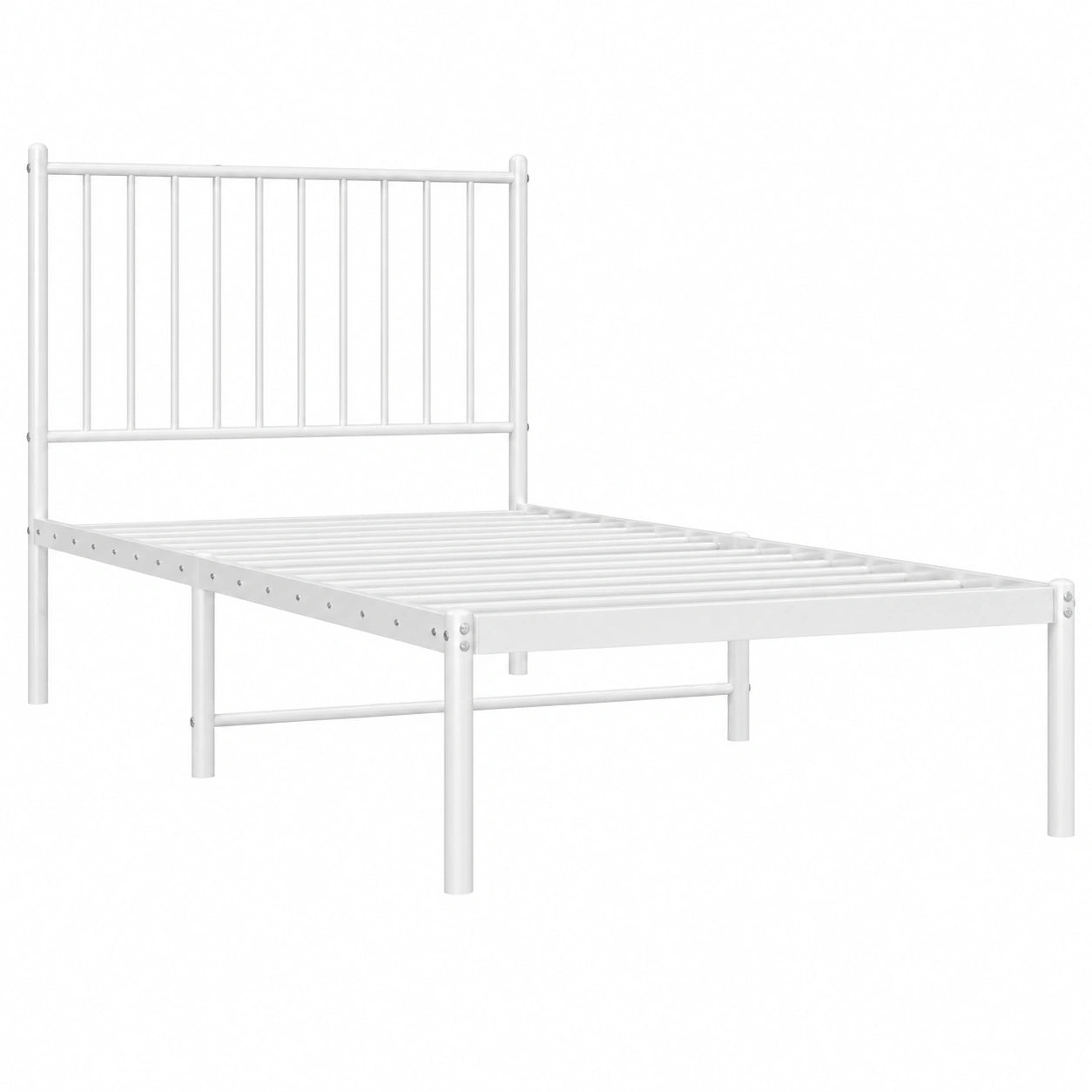 Cama Individual de Metal Blanca 90x190 cm con Cabecero - Muebles de Dormitorio