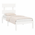 Cama Individual de Madera Maciza Blanca 90x190 cm para Dormitorio