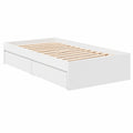 Cama Individual Blanca con Cajones de Almacenaje de Madera 75x190 cm