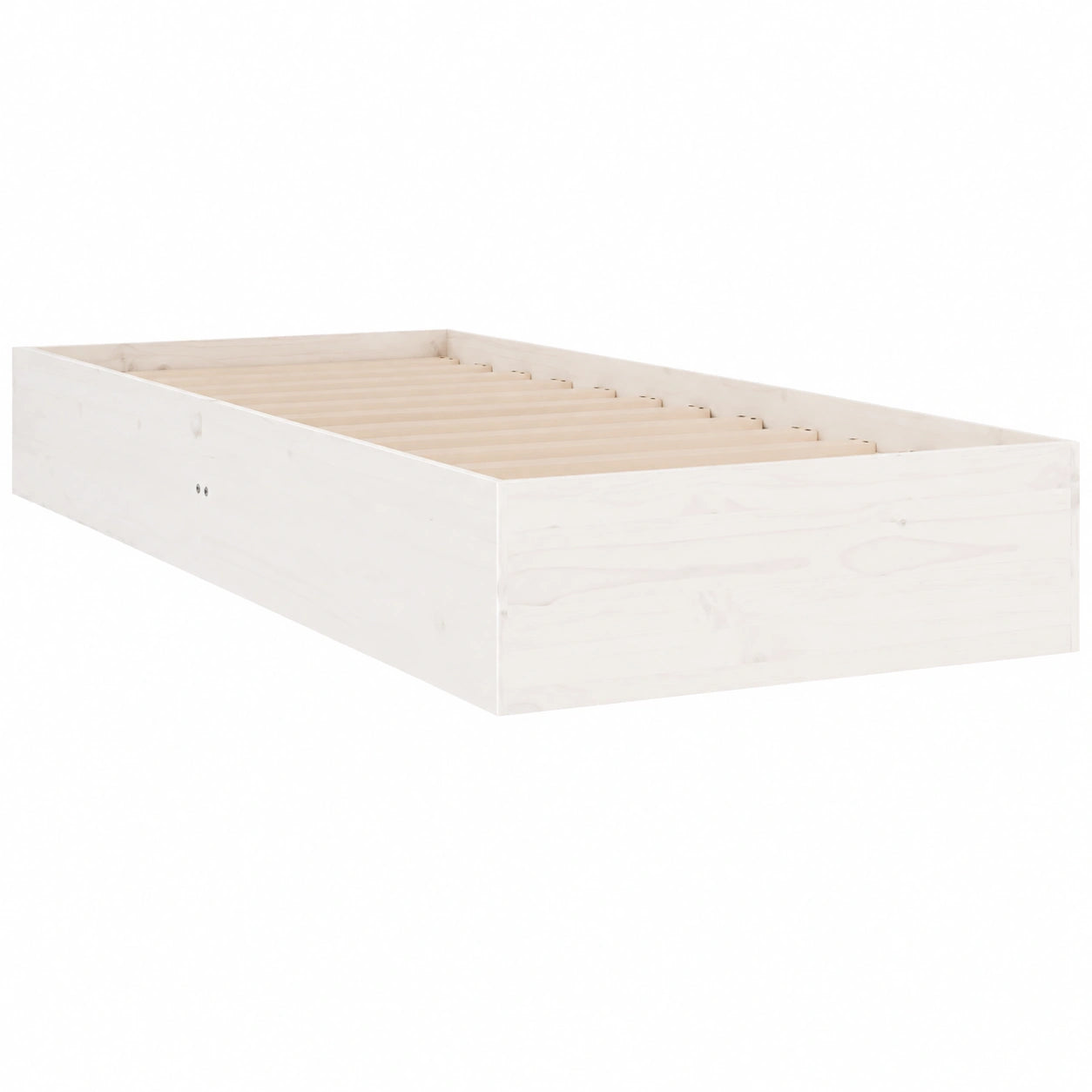 Cama Individual de Madera Maciza Blanca 75x190 cm para Dormitorio