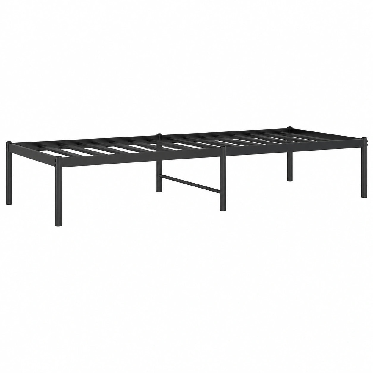 Estructura de Cama Individual de Metal Negro 75x190 cm para Dormitorio
