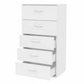 Cómoda de 5 Cajones con Guías Metálicas, Dormitorio, 110cm de Alto (Blanco) - Dormidan