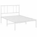 Cama Individual de Metal con Cabecero Blanco 80x200 cm para Dormitorio