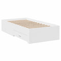 Cama Individual Blanca con Cajones de Madera de 90x190 cm para Dormitorio