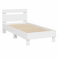 Cama de Madera Blanca con Cabecero 90x200 cm para Dormitorio