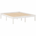 Cama de Madera Maciza de Pino Blanca 140x190 cm para Dormitorio