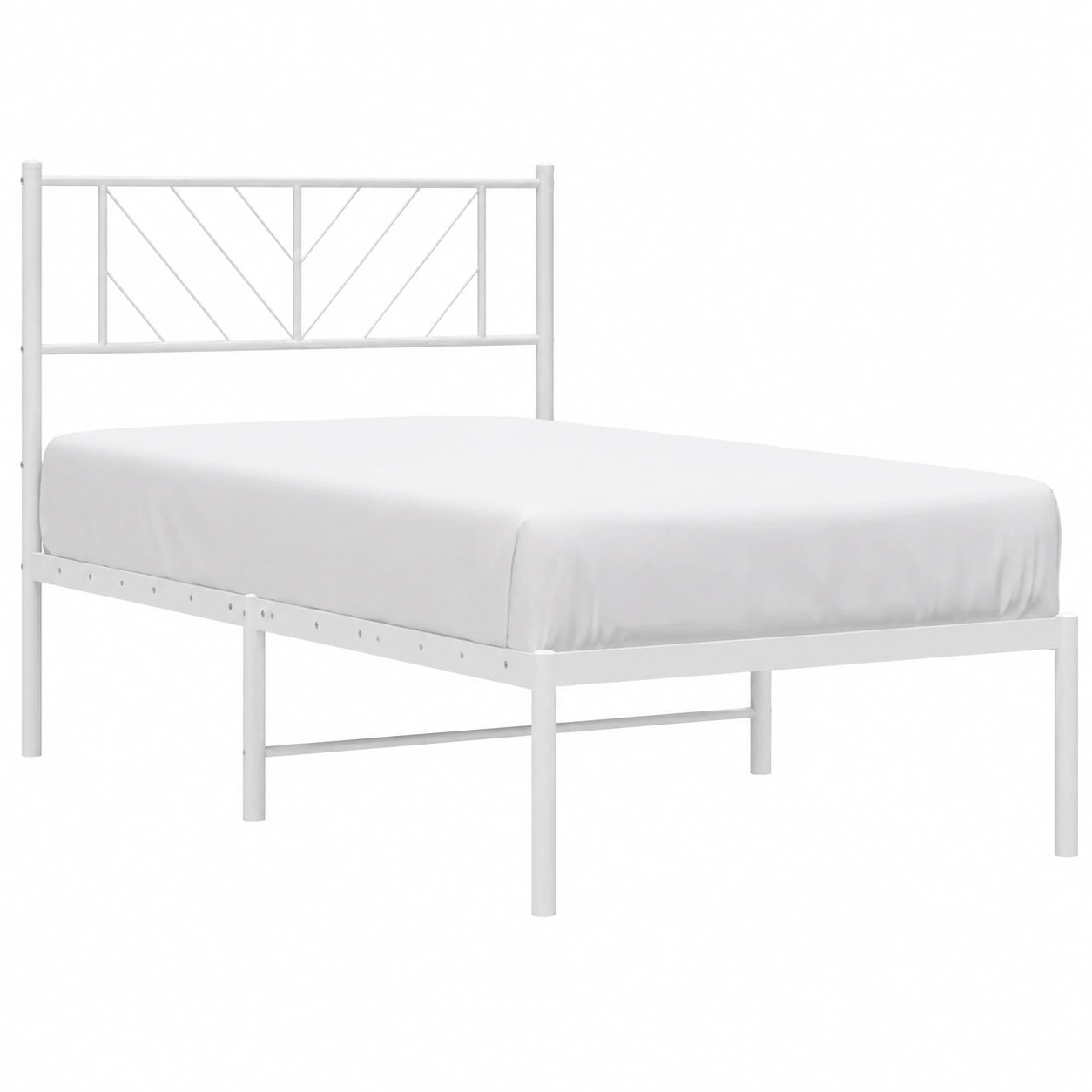 Estructura de Cama de Metal con Cabecero Blanco 100x190 cm