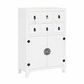 Cómoda Oriental Blanca de Madera con Cajones 63x27x101 cm
