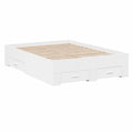Cama Doble con Cajones de Madera Blanca 120x200 cm para Invitados