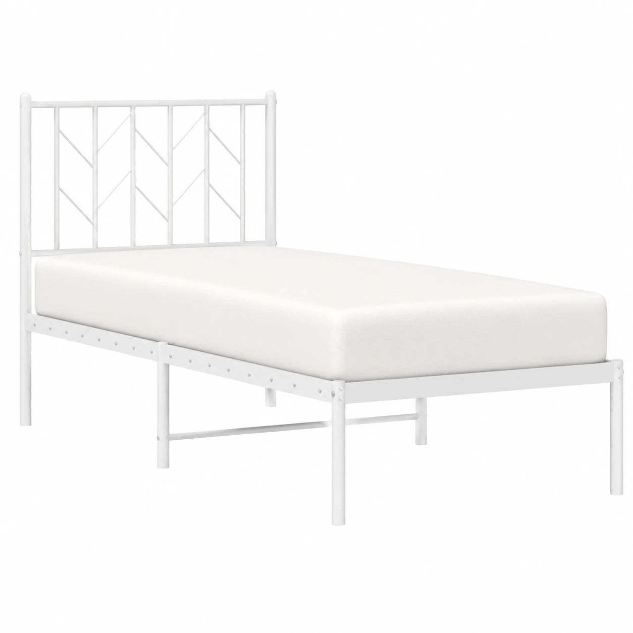 Cama Individual de Metal Blanca con Cabecero 75x190 cm