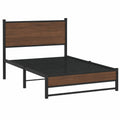 Cama Individual de Metal y Roble con Cabecero 100x190 cm para Dormitorio