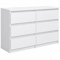 Cómoda Moderna Blanca 120 cm con 6 Cajones para Dormitorio y Salón
