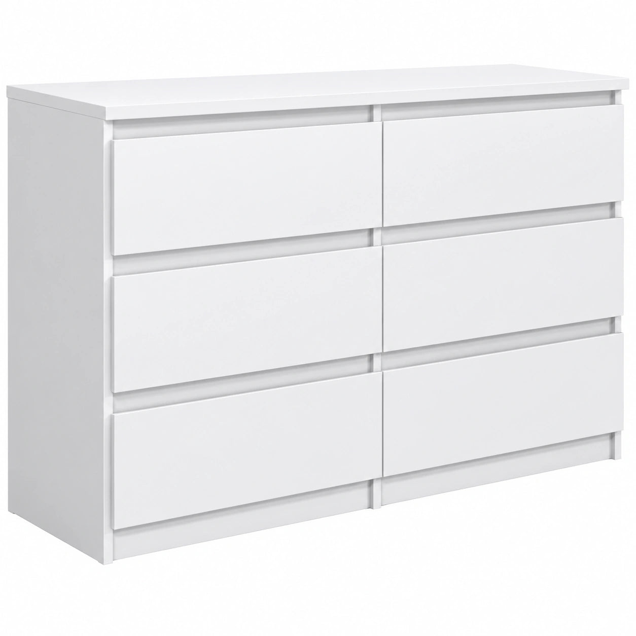 Cómoda Moderna Blanca 120 cm con 6 Cajones para Dormitorio y Salón