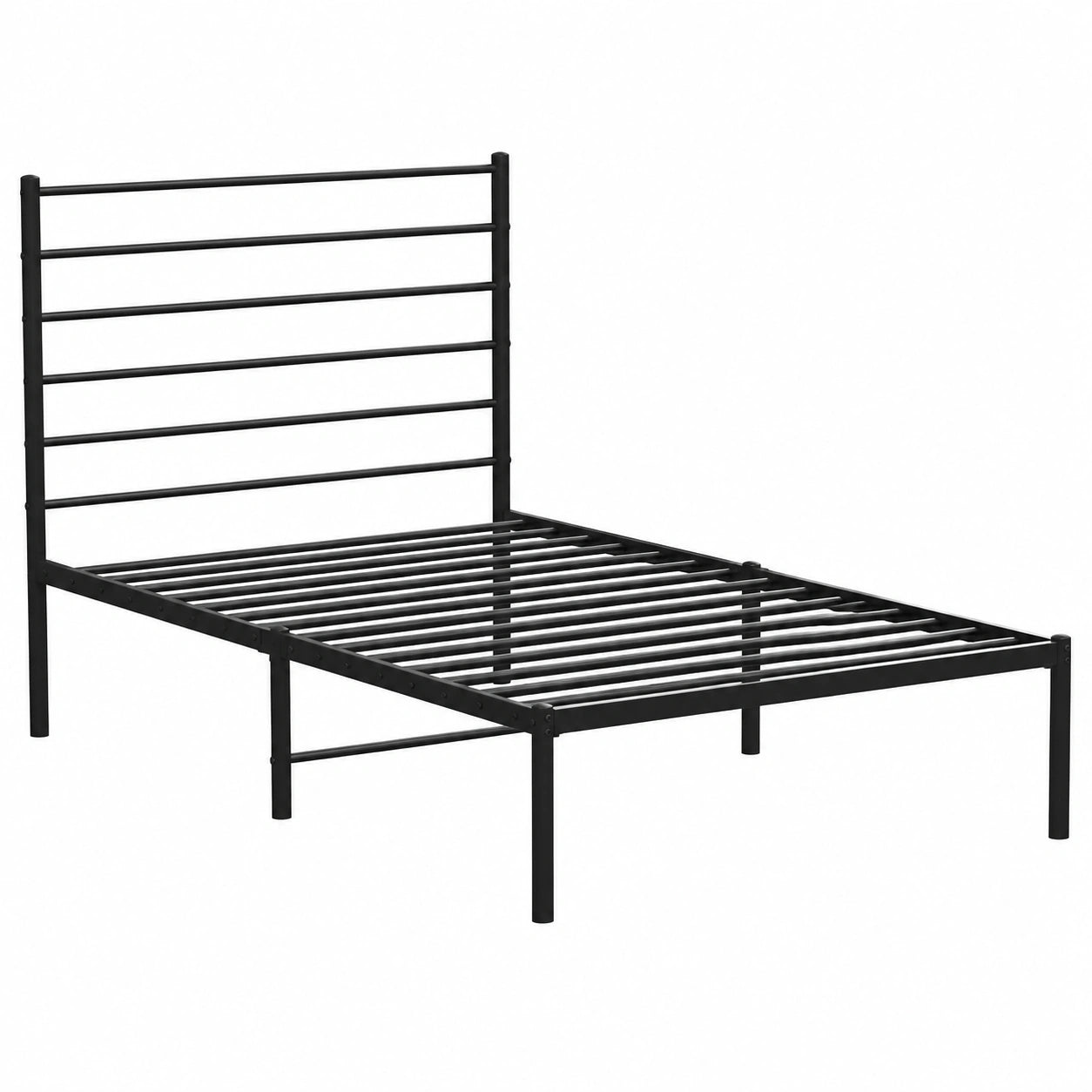 Estructura de Cama Individual de Metal Negro con Cabecero 107x203 cm