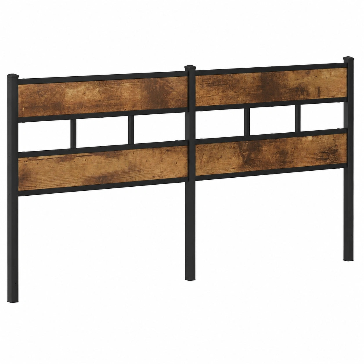 Cabecero de Hierro y Madera, Roble Ahumado, 180 cm, Mobiliario de Dormitorio