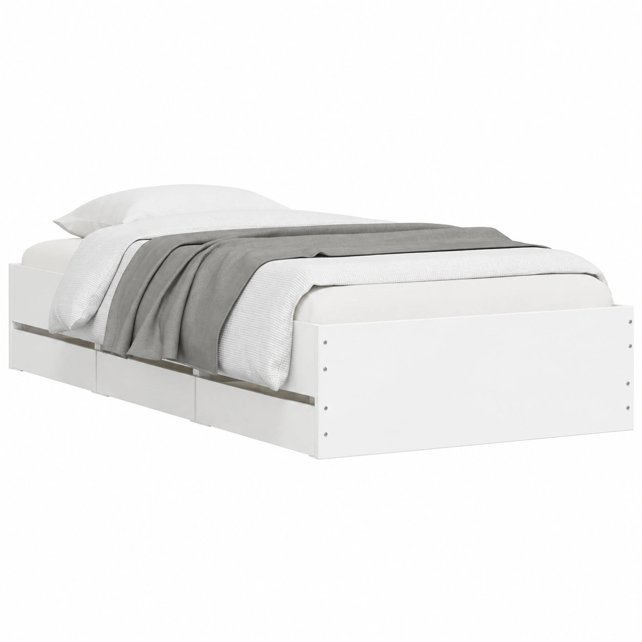 Cama de Almacenamiento con Somier de Listones, Madera Compuesta Blanca 100x200 cm