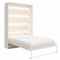 Cama abatible vertical 160x200 cm con luces LED en beige - Modelo RAPILI