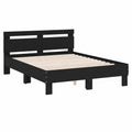 Cama de Madera con Cabecero Negro 150x200 cm, Diseño Moderno