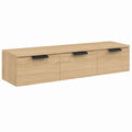 Estante Flotante de Madera Roble para TV con Almacenamiento