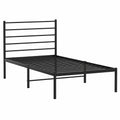 Cama Individual de Metal Negro con Cabecero 100x190 cm - Elegante y Resistente