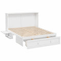 Cama Abatible con Cajones y Estante Lateral, Convertible para Invitados Adultos, 140x200cm, Blanco