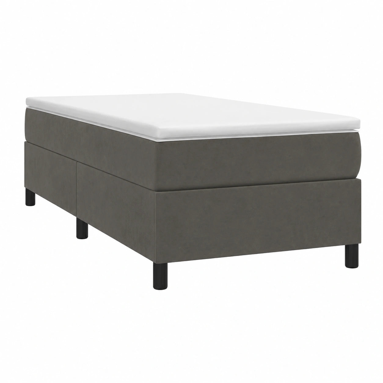 Cama Tapizada en Terciopelo Gris Oscuro 90x190 cm para Dormitorio