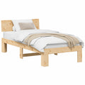 Cama Individual de Madera de Pino Macizo 90x200 cm, Diseño Minimalista y Elegante para Dormitorio Moderno