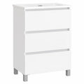 Conjunto de Mueble de Baño Baikal Natura, 60cm, Blanco, Fondo Reducido, 3 Cajones, Lavabo Cerámico