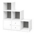 Estantería Escalonada de Madera Blanca con Cajones y Puerta