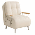 Sillón Cama Plegable Individual con Reposabrazos y Cojín, Sofá Reclinable Ajustable para Espacios Reducidos, Blanco