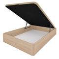 Cama con Canapé Abatible de Madera Reforzada, Almacenamiento Amplio, 135x190 cm, Color Cambria