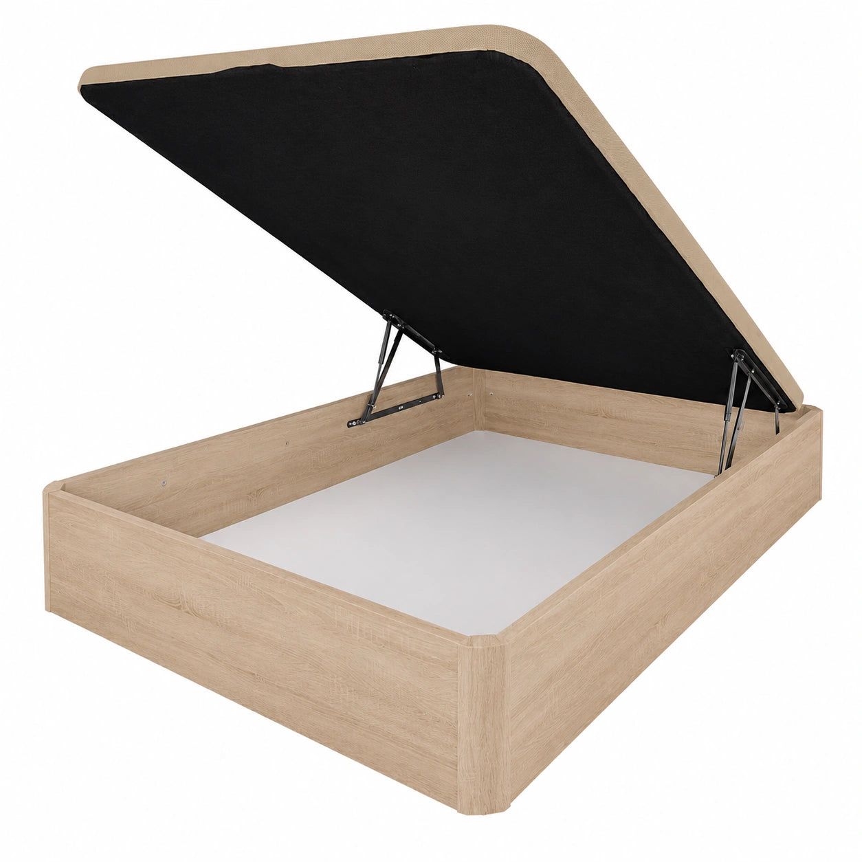 Cama con Canapé Abatible de Madera Reforzada, Almacenamiento Amplio, 135x190 cm, Color Cambria