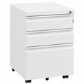 Cajonera móvil con cerradura y ruedas, 3 cajones para oficina, archivos y carpetas, Blanco, 39x46x62 cm