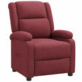 Sofá Reclinable de Tela Acolchada con Reposapiés Ajustable Rojo Oscuro para Sala y Oficina