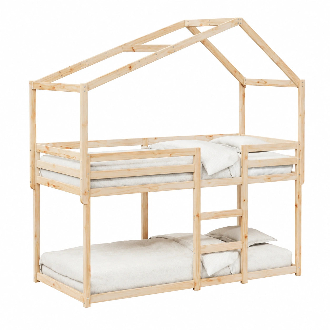 Cama de Pino Sólido con Tejado 80x200 cm, Diseño Moderno para Dormitorio